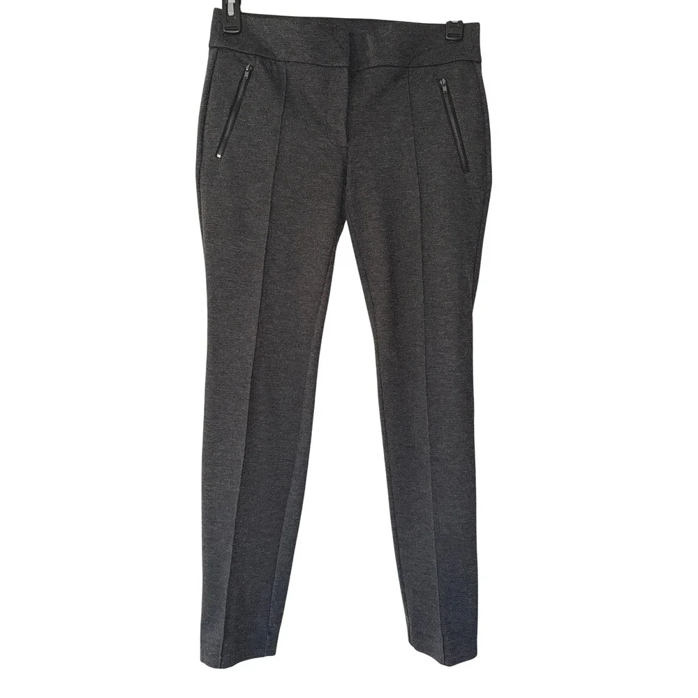 LOFT Charcoal Gray Slim Leg Pintuck Trousers Zipper‎ Pockets Size 6
